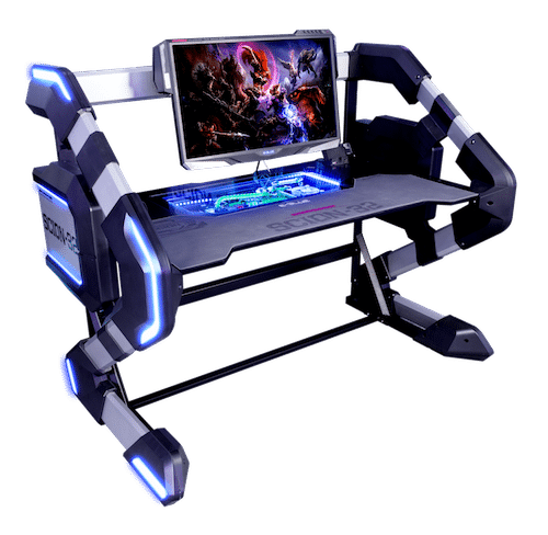 Station Gaming 2 en 1 - Bureau Gamer avec Barbone - EGT546