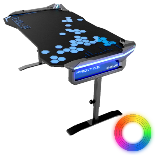 Bureau Gaming Pro eSport Noir et Bleu avec LED RGB - E-Blue EGT004