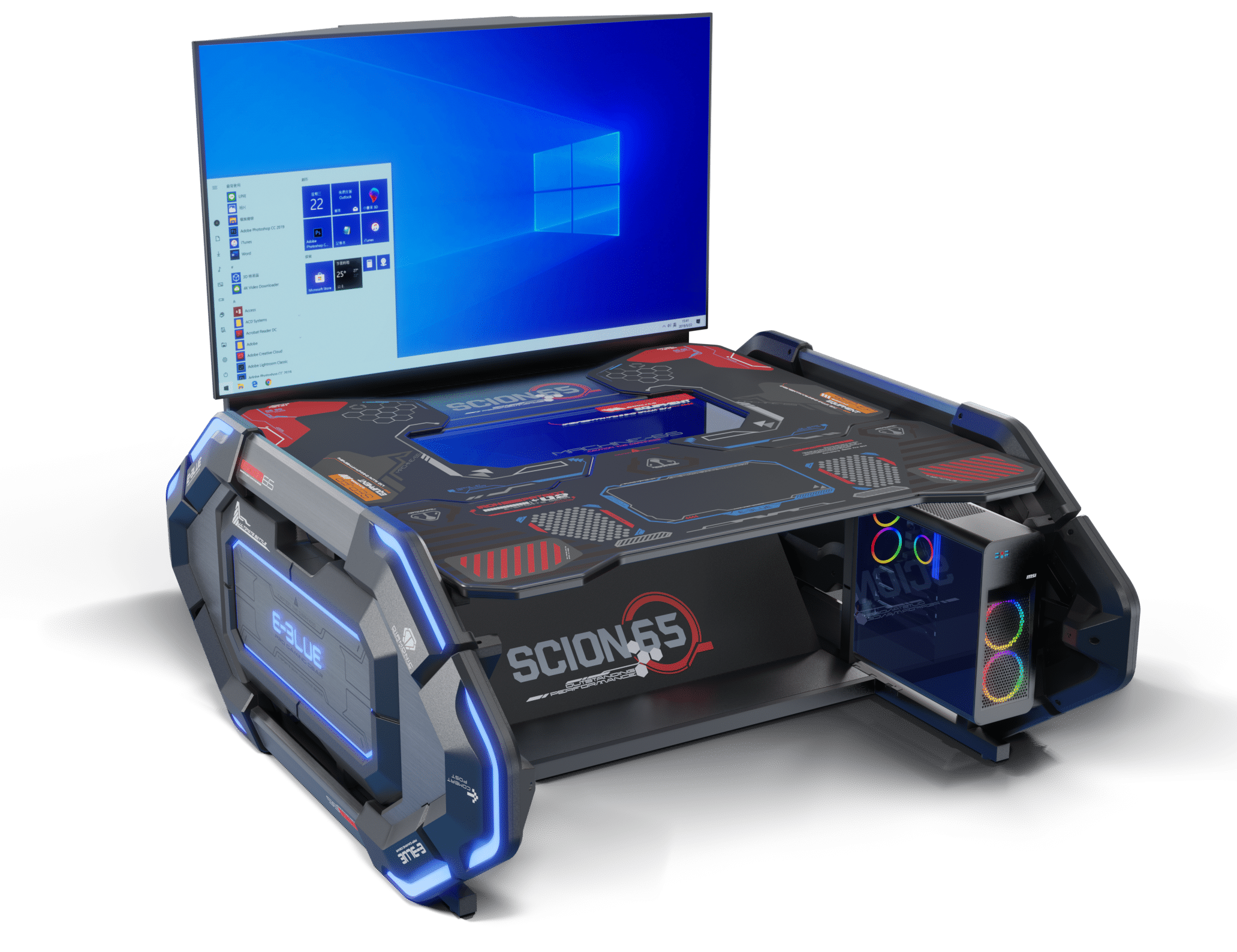 Station Gaming Pro RGB SCION65 - Bureau Gamer Support Ecran 65